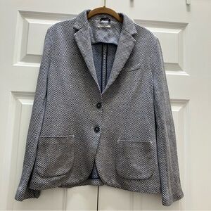 Circolo 1901 Herringbone Knit Sweater Blazer Jacket Slim Fit Blue Beige Small